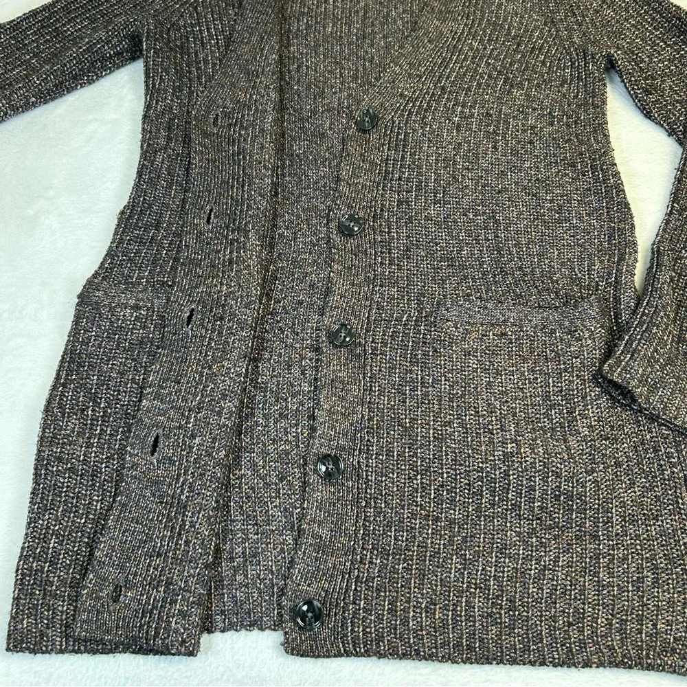 Ann Taylor‎ Multicolor Brown Knit Sweater Grandpa Style Button Closure Sz Medium